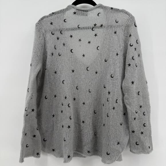 Wooden Ships Moon Stars Sweater VNeck Witchy Whimsigoth Goth Pullover Small/Med - Picture 4 of 11